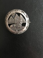 Antik ezüst bross - Kitűző Gízai piramisok