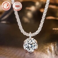 Moissanite 1 Karátos Gyémánt Köves Nyaklánc Medál 925 Sterling Ezüst Elegáns Divatos Ékszer Új!