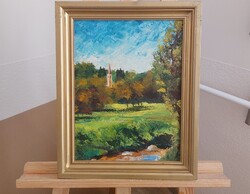 (FBL7) Mészáros Magdolna szép festménye 33x41 cm kerettel