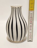 Hollóházi fekete csíkos porcelán váza (3422)