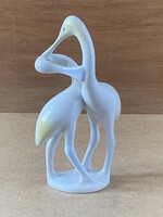 HOLLÓHÁZI KÓCSAG PÁR, FESTETT PORCELÁN ÁLLAT, MADÁR SZOBOR 21 CM