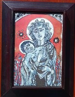 Radnai Zoltán tűzzománc kép  - MADONNA JÉZUSSAL
