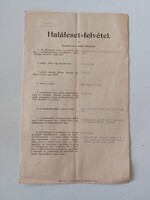 Régi irat 1928 haláleset felvétel