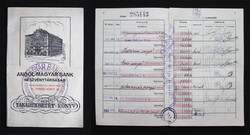 Angol-Magyar Bank Részvénytársaság betétkönyv 1938