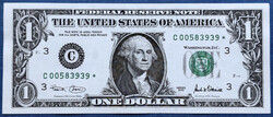 USA  csillagos 1 Dollár 2001, C Pennsylvania, AUNC, alacsony sorszám.