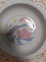 Alföldi rózsaszín elefántos porcelán lapostányér - tányér - gyerek - ovis porcelán