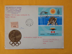 Futott FDC "értéklevél" címkével 1976. Olimpiai érmesek (III.) - Montreal blokkal