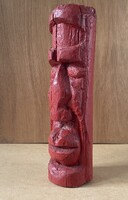 VÖRÖS SZÍNŰ FARAGOTT FÉRFI FA MASZK SZOBOR 46.5 CM