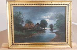 Tájkép festmény 40x30 cm kerettel