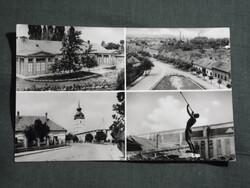 Képeslap,Sajószentpéter,mozaik,üveggyár szobor,templom,utca látkép,részlet, 1972-