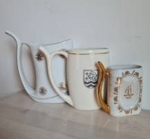 Gyógyvizes kúrapohár Epiag és csehszlovák porcelán fürdő poharak csomagban