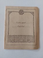 Régi füzet 1940 körül