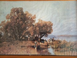 Mészöly Géza Balatoni halásztanya művészi nyomat  83x53,5 cm