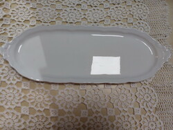 Zsolnay fehér porcelán kínáló tálca, jelzés nélkül