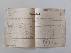 Régi irat 1940 keresztlevél