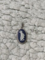 Vintage Wedgwood ovális ezüst kámea medál vékony ezüst láncon
