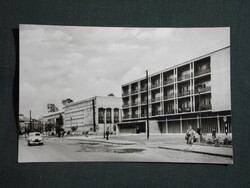 Képeslap,Salgótarján,Nemzeti Bank,Tanácsháza,utca látkép részlet, 1965-