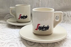 Vastag porcelán Segafredo kávés csészék párban 6x6cm 12cm