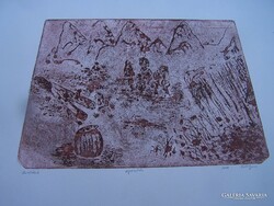 Erdélyi jelzéssel: Illusztráció. Repesztés, papír, rézkarc 32×26 cm + keret  Datált 2008