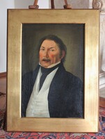 Biedermeier férfi portré arany kerettel