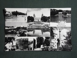 Postcard, Baranya County, mosaic, Sikonda, Pécs, Abaliget, Pécs Castle view detail, 1978-