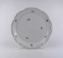 1U790 Régi virágmintás, fehér, aranyozott Zsolnay porcelán tortástál