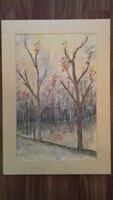 Kopasz 986 jelzéssel akvarell " Őszi fák " c. 56 cm x 39 cm