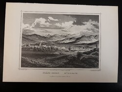 Szászsebes - Hunfalvy - Rohbock acélmetszet, reprint, Erdély, Románia
