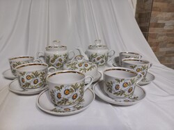 Orosz porcelán margaréta mintás teás készlet vajtartóval