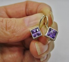 Gyönyörű régi ezüst fülbevaló lila kövekkel