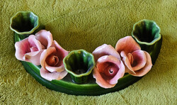 Varázslatos Vintage Porcelán Gyertyatartó Rózsákkal - Különleges Hangulat Otthonában!