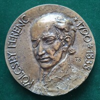 Tóth Sándor: Kölcsey Ferenc, hatalmas bronz érem, 0.65 kg, 10.5 cm