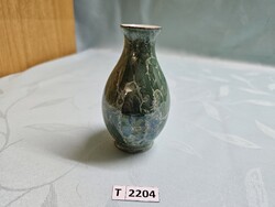 T2204 Hollóházi zöld lüszteres váza 11 cm