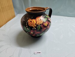 T2244 Kerámia virág mintás füles kancsó 18 cm