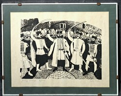 Berki Viola: Zrínyi esküje (szitanyomat, modern vékony keretben) 1970-es évek