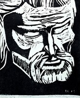 Láta László: Dózsa György portré (linómetszet) erdélyi művész, Nagyvárad (Oradea) 1970-es évek