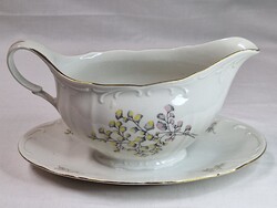 Régi jelzett MZ Csehszlovák virágmintás szépen aranyozott porcelán szószos tál hibátlan állapotban