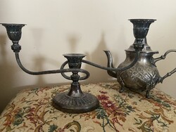 Ezüstözött gyertyatarto és kanna egyben