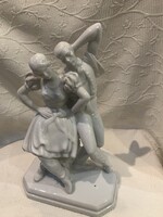 Herendi táncoló pár 27 cm fehér porcelán