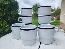Alföldi porcelán_UNISET-212_kék csíkos, 9 db-os bögreszett_menza,kórházi