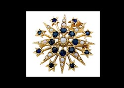 Gyonyoru 9 karatos bross/medal zafirral es gyonggyel