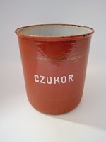 Koronás Budafok zománcos czukor, cukor tartó, fedél nélkül, 14 cm