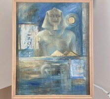 Egyptian Painting 87x106 cm with Frame from Rácz István Collection