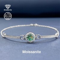 Moissanite 1 karátos Gyémánt Köves Platina Karkötő 925 Sterling/Tiszta Ezüst Ékszerdobozban Új!