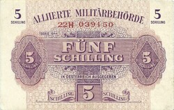 5 schilling 1944 Ausztria Militarbehörde katonai 2.