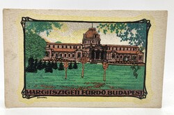 Margitszigeti Fürdő, Budapest - Magyar Földrajzi Intézet rt. antik litho művészlap, levelezőlap