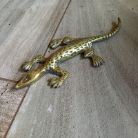 Szép régi réz gyík szobor (20,3x8,7 cm)