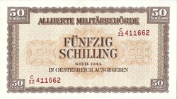 50 schilling 1944 Ausztria Militarbehörde katonai 2. Egy gyenge hajlás középen