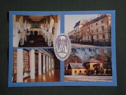 Képeslap,Sárospatak,mozaik,tanítóképző,Ref kollégium,könyvtár látkép részlet, 1995-
