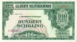 100 schilling 1944 Ausztria Militarbehörde katonai Egy gyenge hajlás középen